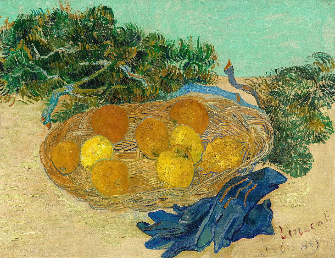 Still Life of Oranges and Lemons with Blue Gloves, 1889 by Vincent van Gogh